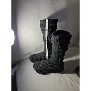 UGG Cardy Knit Tall Black Boots Women's 7